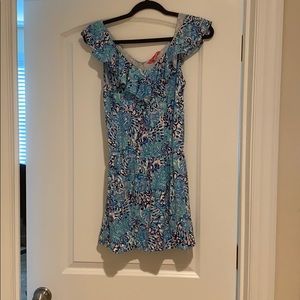 Lilly Pulitzer Alessa Romper in Light Aqua Spritz